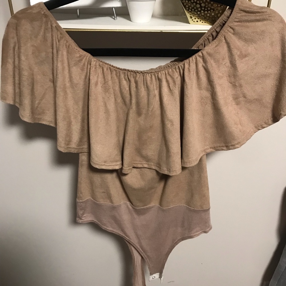 Across the shoulder flare body suit